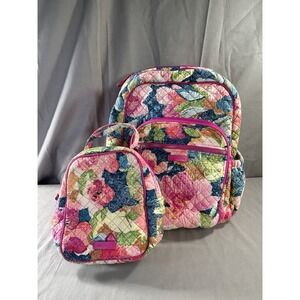 Vera Bradley Iconic Campus Backpack And Lunch Bag "Superbloom" pattern